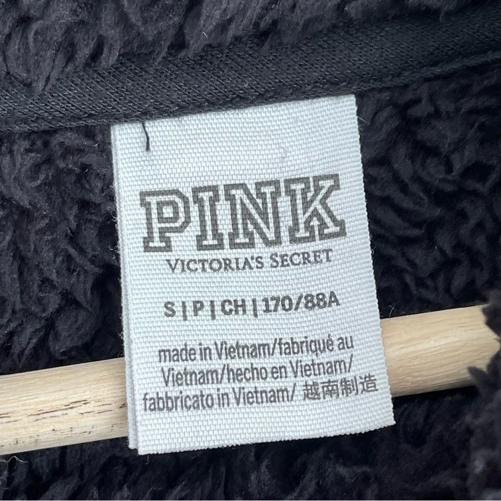 VS PINK Sherpa Hoodie Pullover Black Small - Picture 3 of 3